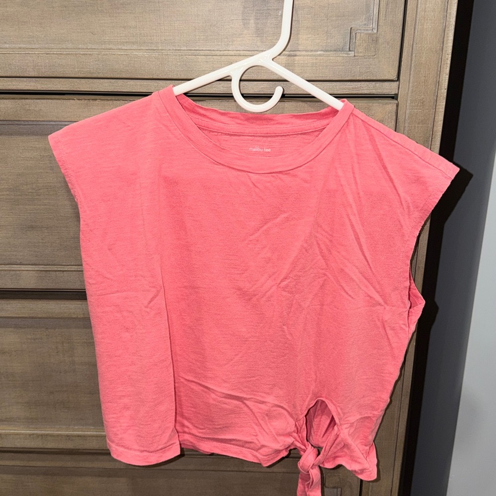 Banana Republic Coral Pink Sleeveless Tie-Hem Tank